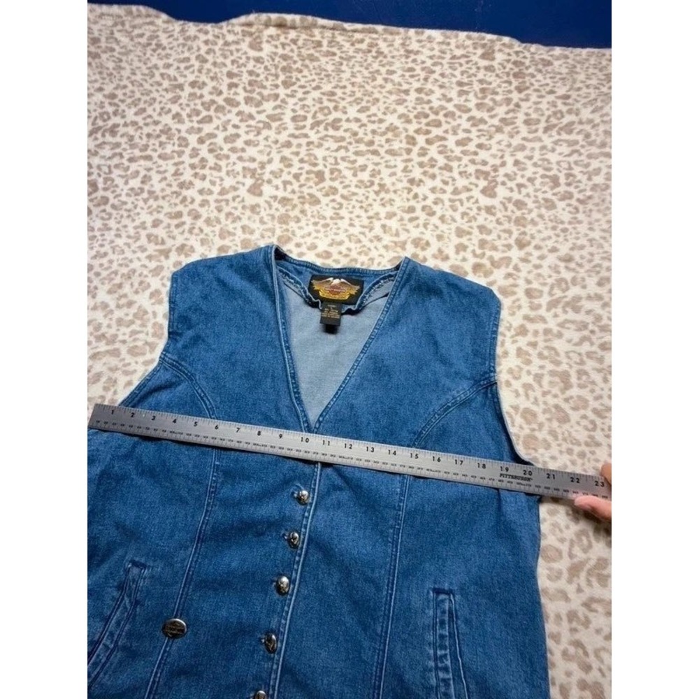 Vintage Harley-Davidson Women's Denim Vest – Size Large - Picture 5 of 8